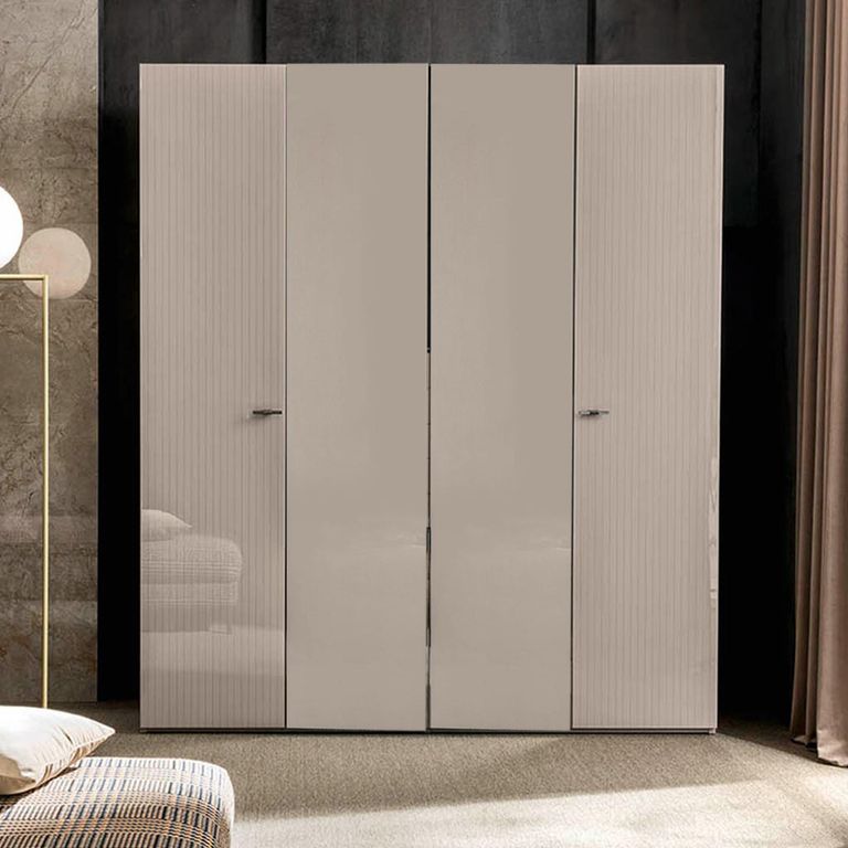 Claire Fluted Wardrobe - 4 Door - Pearl Line Eco Veneer High Gloss