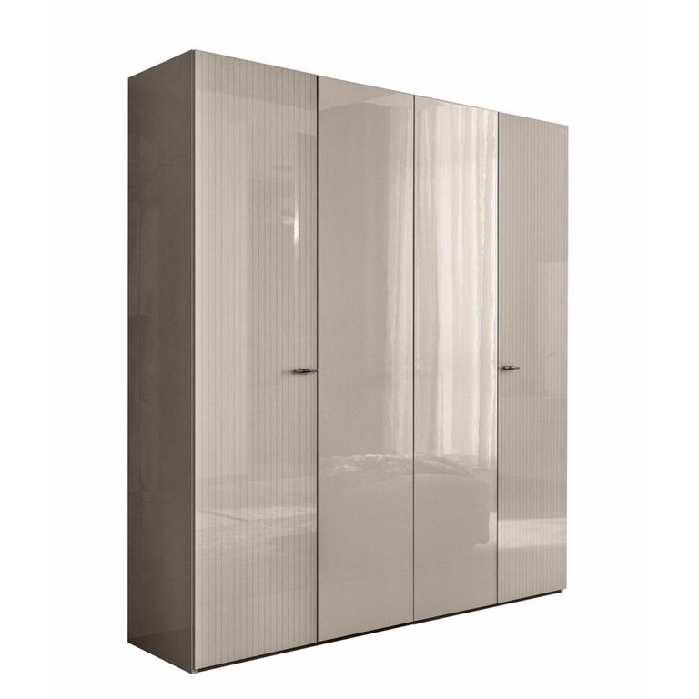 Claire Fluted Wardrobe - 4 Door - Pearl Line Eco Veneer High Gloss