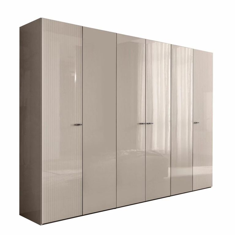Claire Fluted Wardrobe - 6 Door - Pearl Line Eco Veneer High Gloss