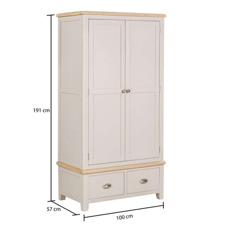 Windermere Wardrobe - 2 Door - 2 Drawer - Oyster Grey Painted