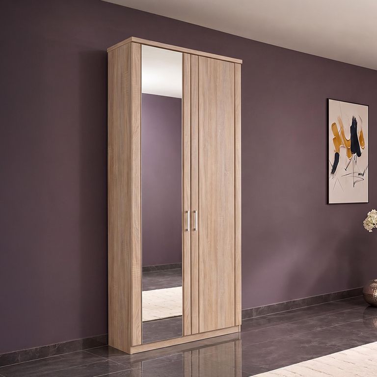 Luxor 3+4 Rustic Oak 2 Door Mirror Lh Wardrobe