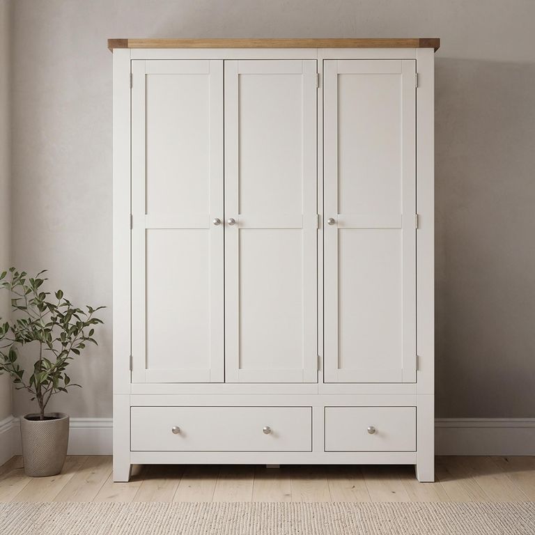 Melbourne White Painted 3 Door 2 Drawer Wardrobe