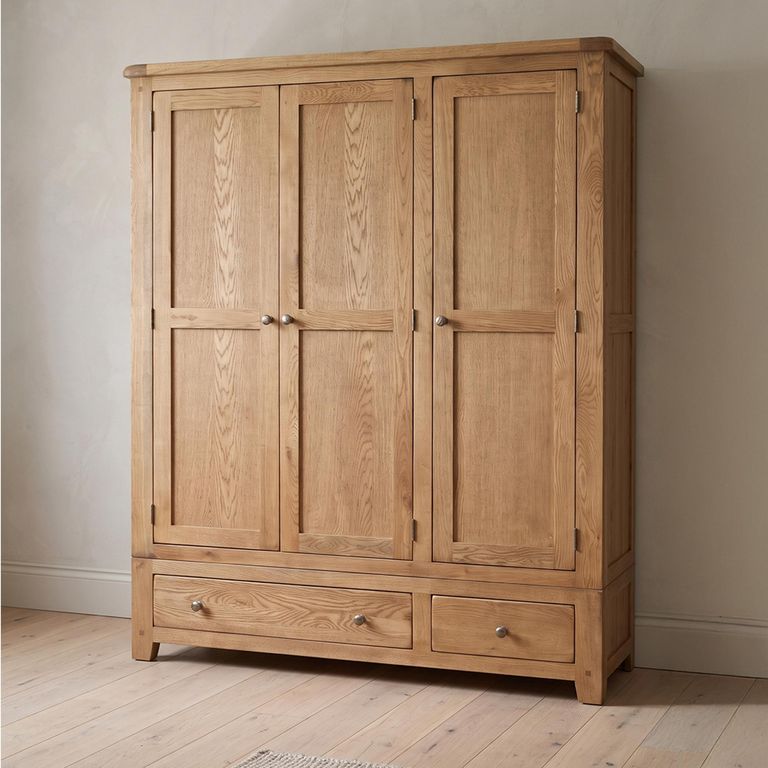 Melbourne Country Rustic Oak 3 Door 3 Drawer Wardrobe