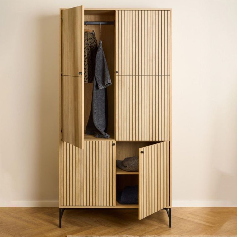 Albany Wardrobe - 4 Door - Oak Ribbed