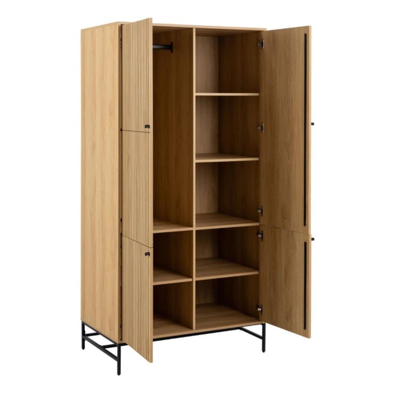 Albany Wardrobe - 4 Door - Oak Ribbed