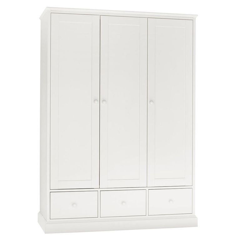 Ashby White Wardrobe - 3 Door Combi