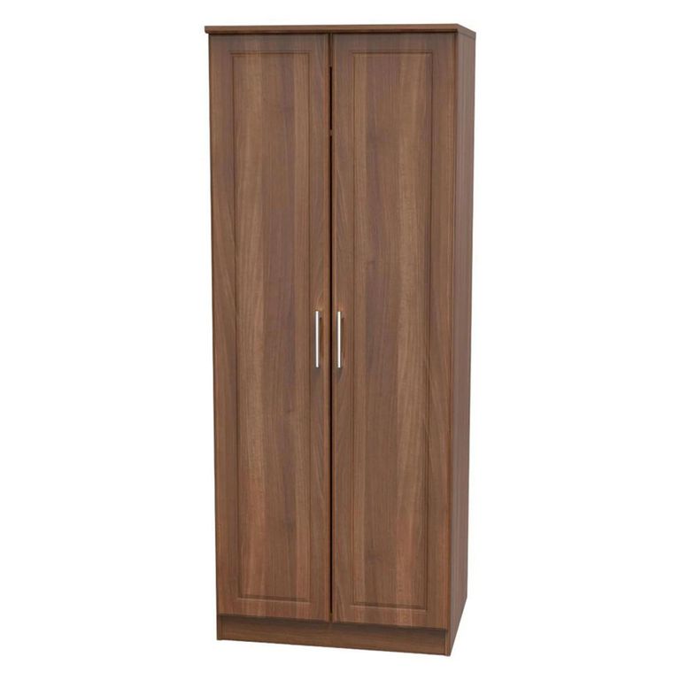Clearance - Gina Walnut 2 Door Plain Tall Wardrobe - FSS16432