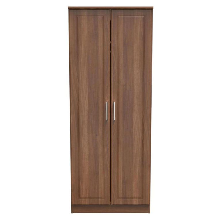Clearance - Gina Walnut 2 Door Plain Tall Wardrobe - FSS16432