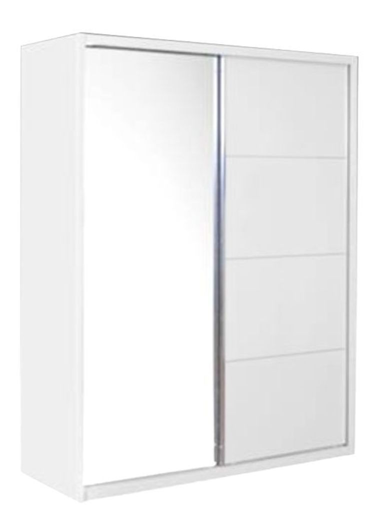 Clearance - Velour Sliding Wardrobe - 2 Door - White High Gloss and Mirror - FS801