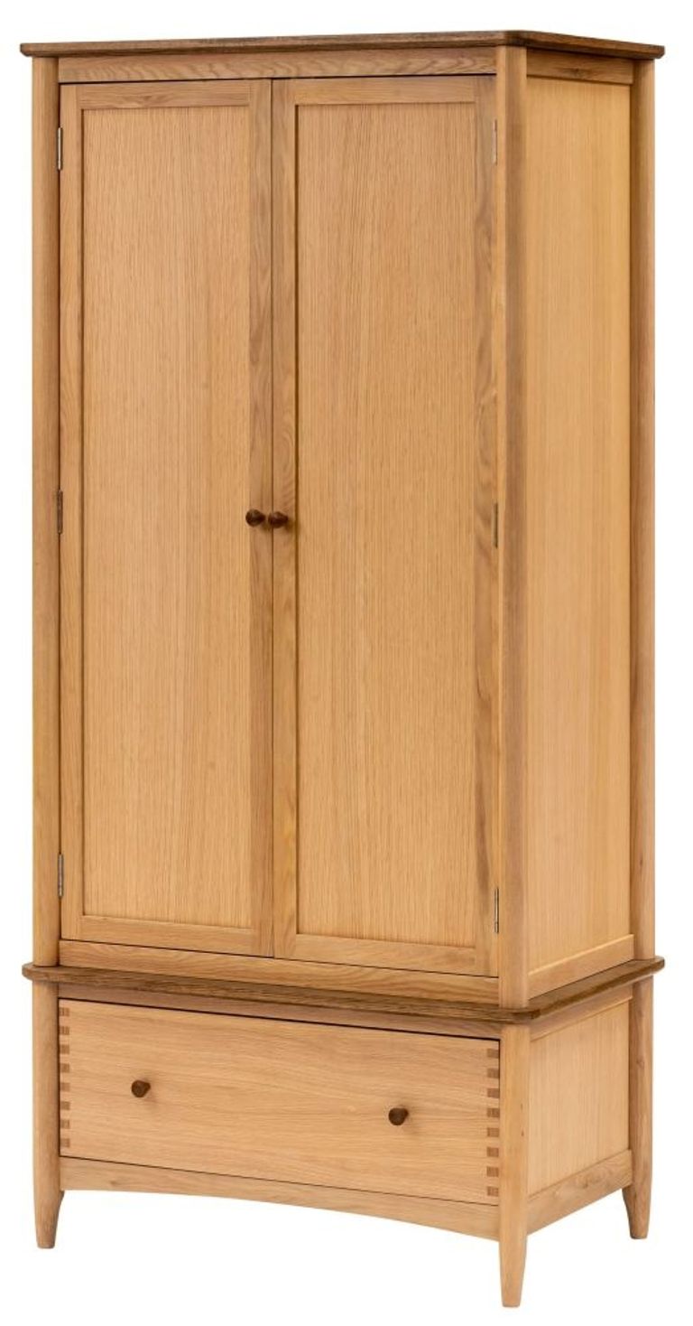 Grace Wardrobe - 2 Door - 1 Drawer - Natural Oak