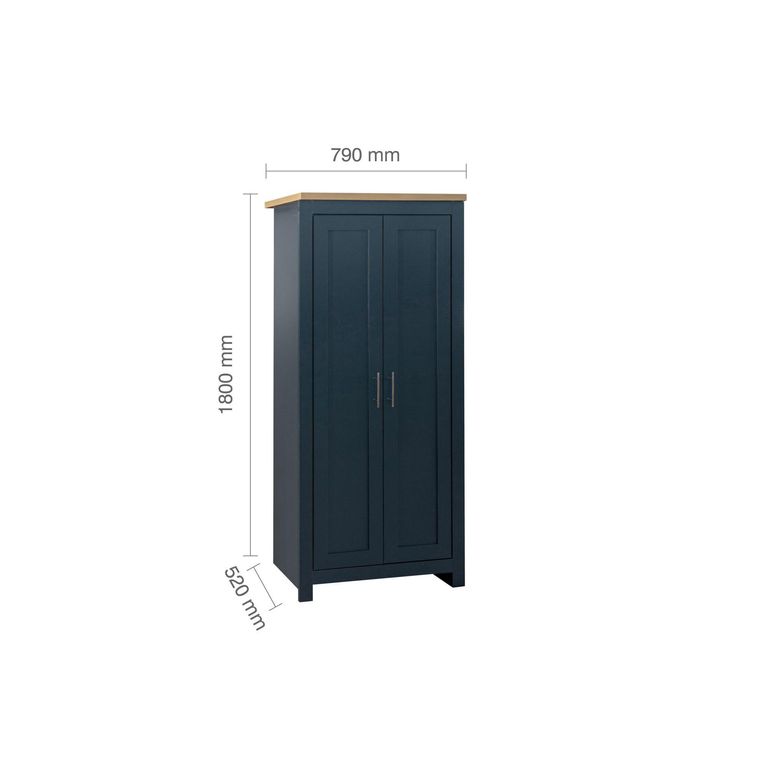 Highgate Wardrobe - 2 Door - Navy Blue Painted