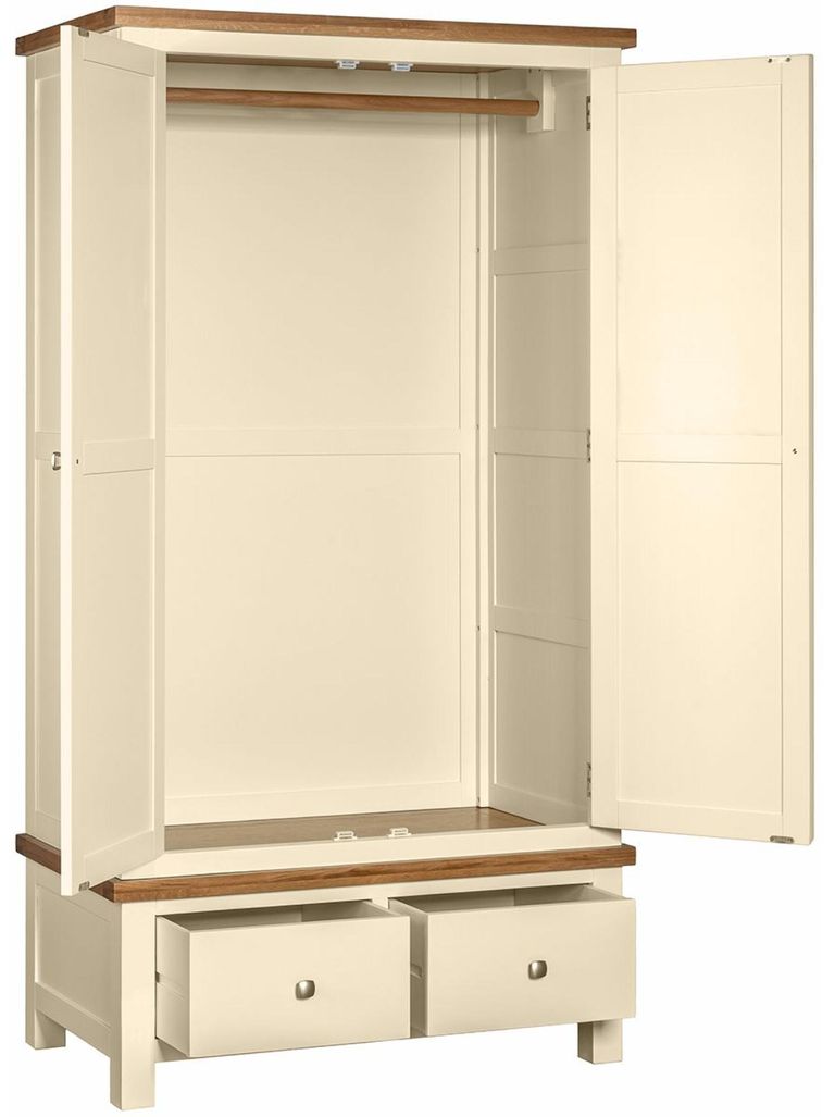 Lundy Wardrobe - 2 Door - 2 Drawer - Ivory Painted