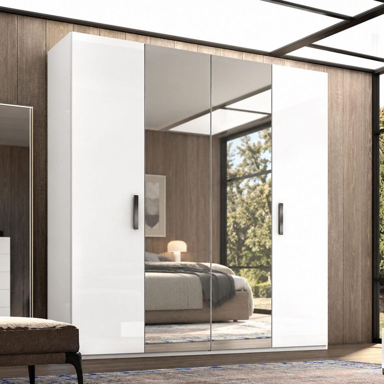Modern Mara Mirror White 4 Door Wardrobe