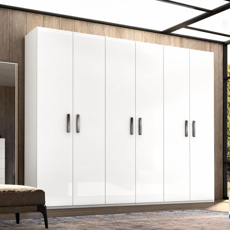 Modern Mara White 6 Door Wardrobe