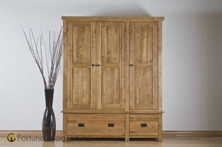 Originals Wardrobe - 3 Door - 2 Drawer - Rustic Oak