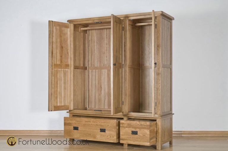 Originals Wardrobe - 3 Door - 2 Drawer - Rustic Oak