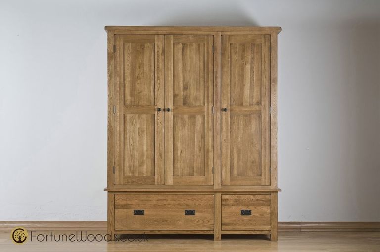 Originals Wardrobe - 3 Door - 2 Drawer - Rustic Oak