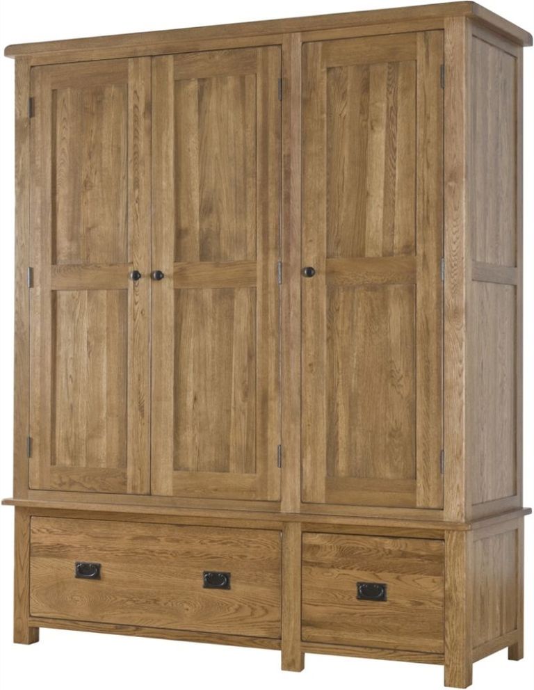 Originals Wardrobe - 3 Door - 2 Drawer - Rustic Oak