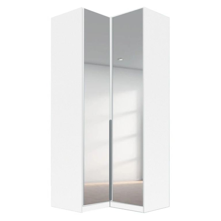 Alabama Wardrobe - 100cm - 2 Door Corner - Mirrored - Alpine White