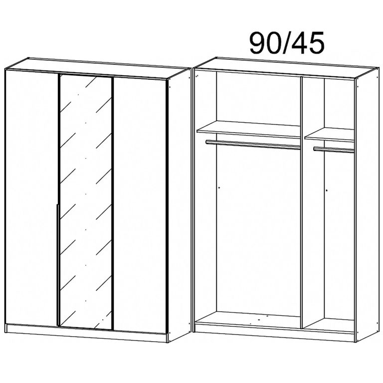 Alabama Wardrobe - 136cm - 3 Door - Mirror - Sonoma Oak