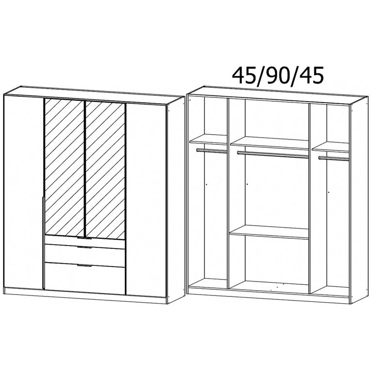 Alabama Wardrobe - 181cm - 4 Door - Combi - Alpine White