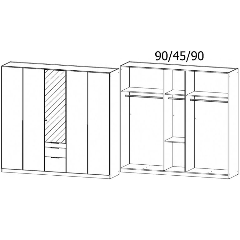 Alabama Wardrobe - 226cm - 5 Door - Combi - Sonoma Oak