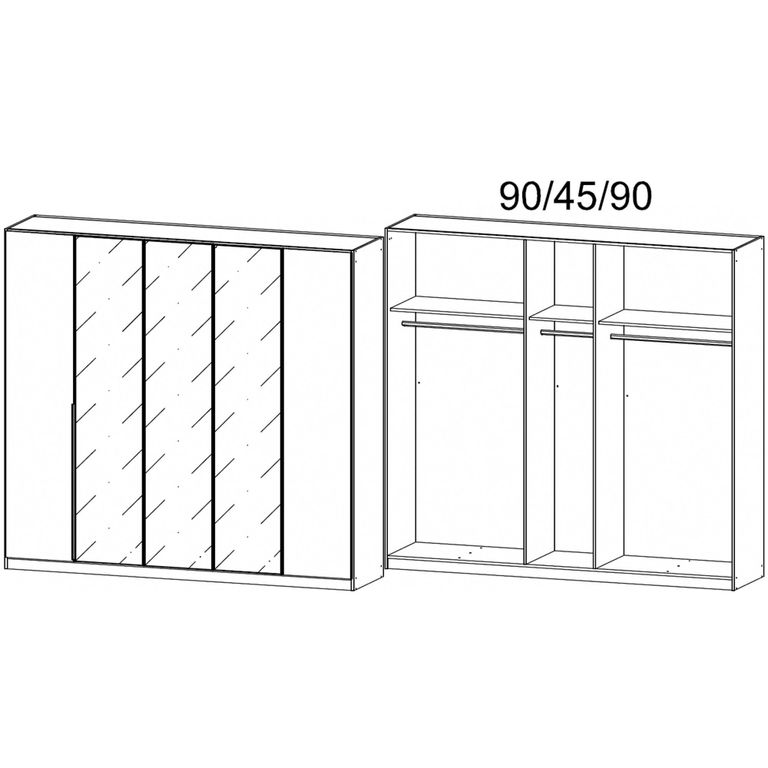 Alabama Wardrobe - 226cm - 5 Door - Mirror - Artisan Oak