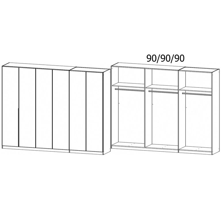Alabama Wardrobe - 271cm - 6 Door - Metallic Dark Grey