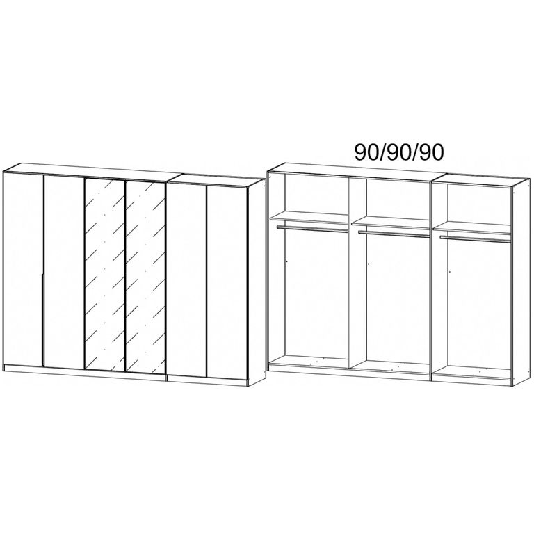 Alabama Wardrobe - 271cm - 6 Door - Mirror - Champagne