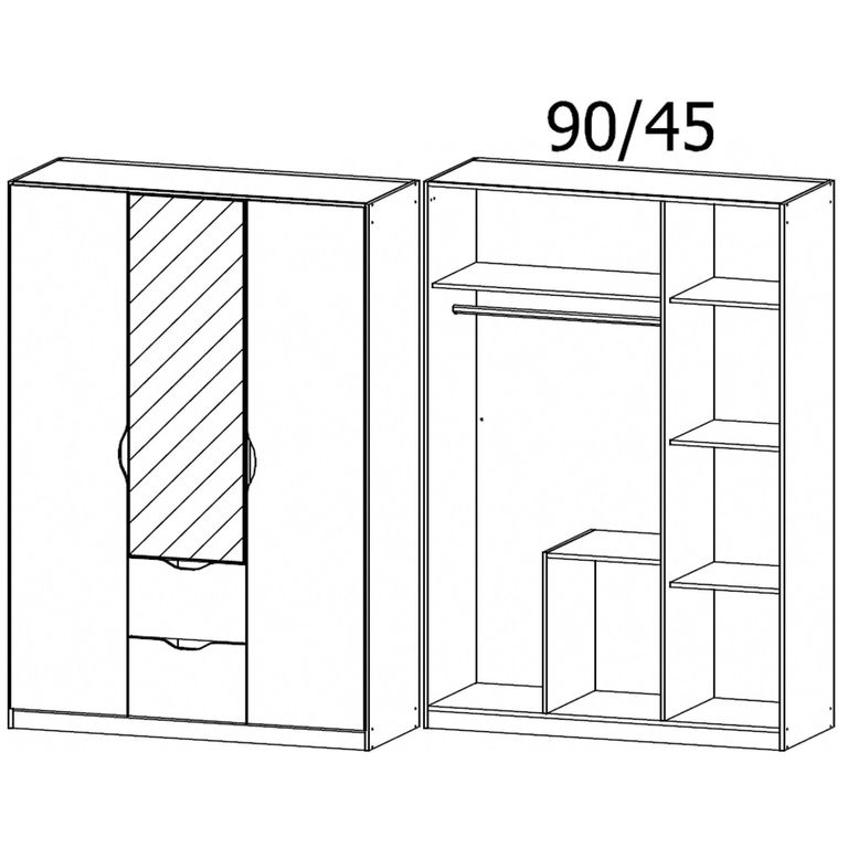 Arnstein Wardrobe - 136cm - 3 Door - Combi - Sonoma Oak & Alpine White