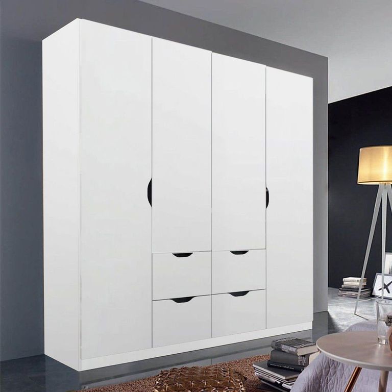 Arnstein Wardrobe - 181cm - 4 Door - 4 Drawer - Alpine White