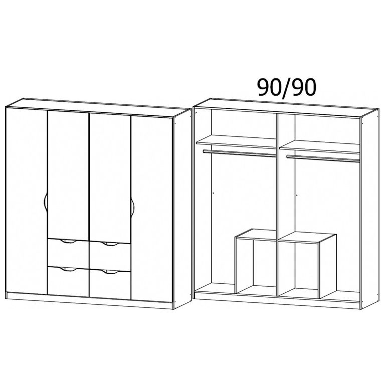 Arnstein Wardrobe - 181cm - 4 Door - 4 Drawer - Sonoma Oak & Alpine White