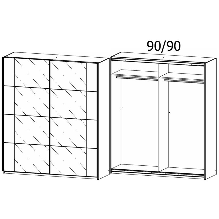 Artemis Sliding Wardrobe - 181cm - 2 Door - Artisan Oak & Champagne Glass