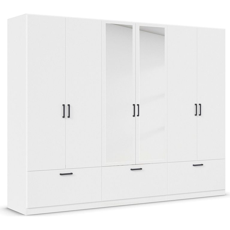Bari Wardrobe - 271cm - 6 Door - Combi - 3 Drawer - Alpine White