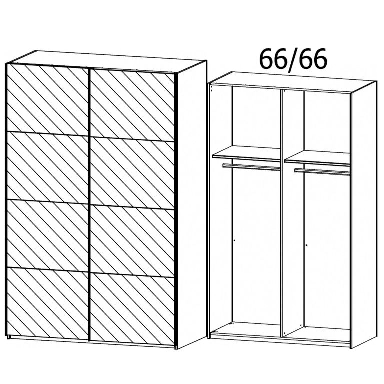 Beluga Extra Sliding Wardrobe - 137cm - 2 Door - Mirrored - Graphite