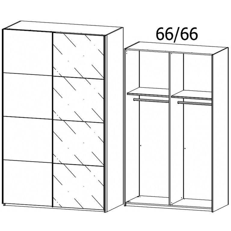 Beluga Extra Sliding Wardrobe - 137cm - 2 Door - Alpine White & Silk Grey Glass Front
