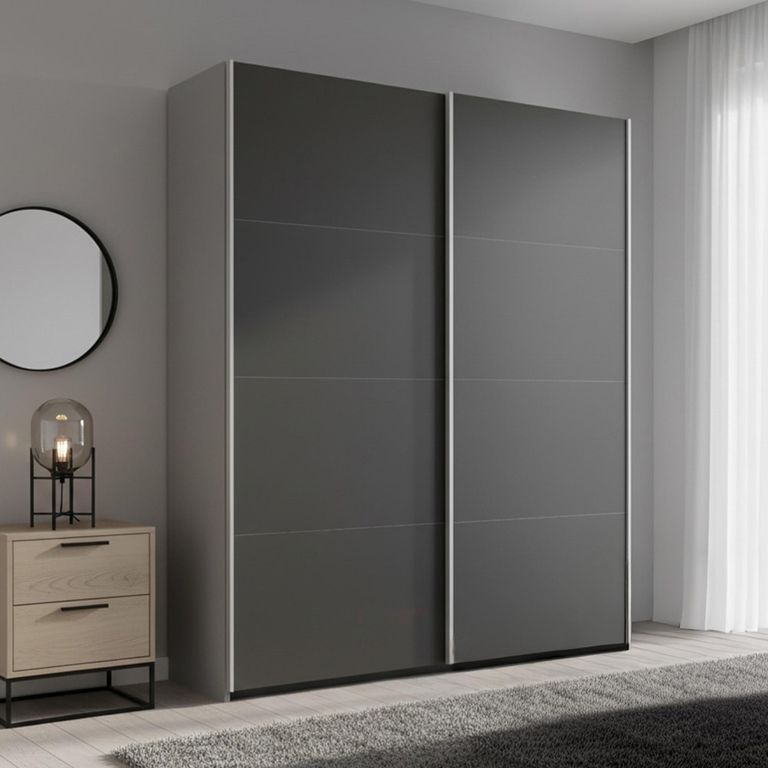 Beluga Extra Sliding Wardrobe - 137cm - 2 Door - Silk Grey & Graphite