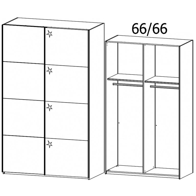 Beluga Extra Sliding Wardrobe - 137cm - 2 Door - White High Gloss & Artisan Oak Front