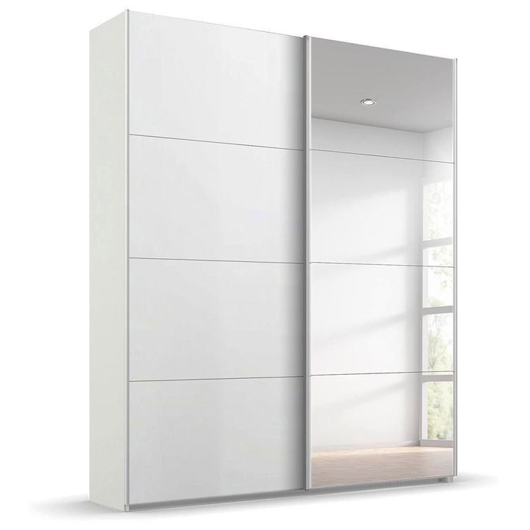 Beluga Extra Sliding Wardrobe - 137cm - 2 Door - Mirror - Alpine White