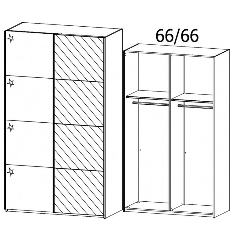 Beluga Extra Sliding Wardrobe - 137cm - 2 Door - Mirror - Graphite & White High Gloss