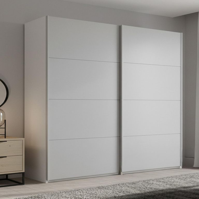 Beluga Extra Sliding Wardrobe - 181cm - 2 Door - Alpine White & Silk Grey