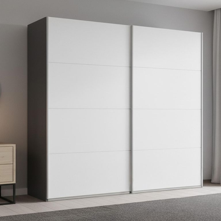 Beluga Extra Sliding Wardrobe - 181cm - 2 Door - Graphite & Alpine White