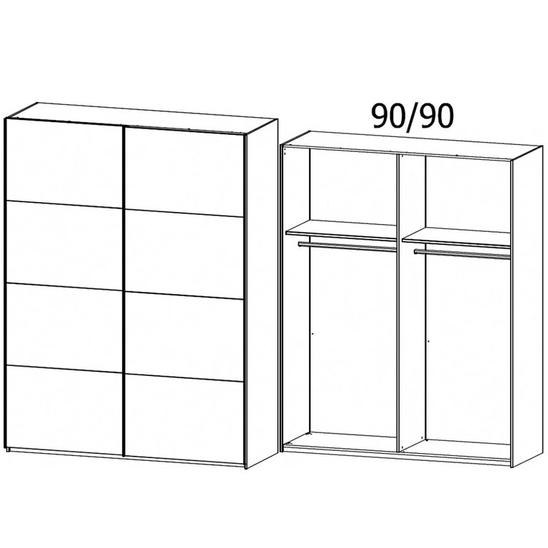 Beluga Extra Sliding Wardrobe - 181cm - 2 Door - Graphite & Silk Grey