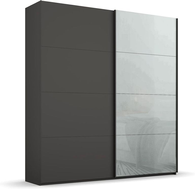 Beluga Extra Sliding Wardrobe - 181cm - 2 Door - Graphite & Silk Grey Glass Front