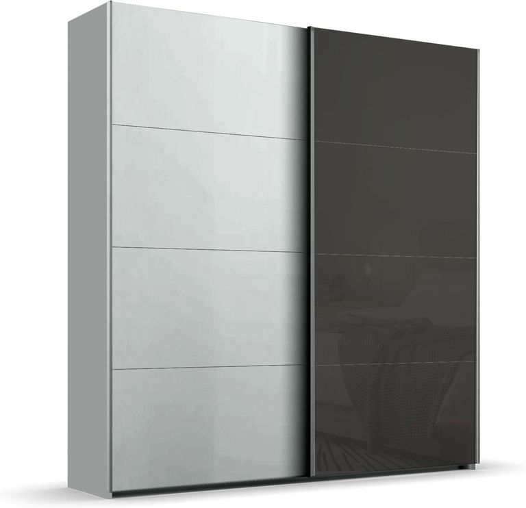 Beluga Extra Sliding Wardrobe - 181cm - 2 Door - Silk Grey & Basalt Glass Front