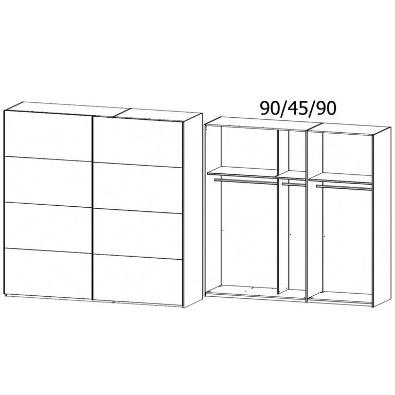Beluga Extra Sliding Wardrobe - 226cm - 2 Door - Graphite & Alpine White