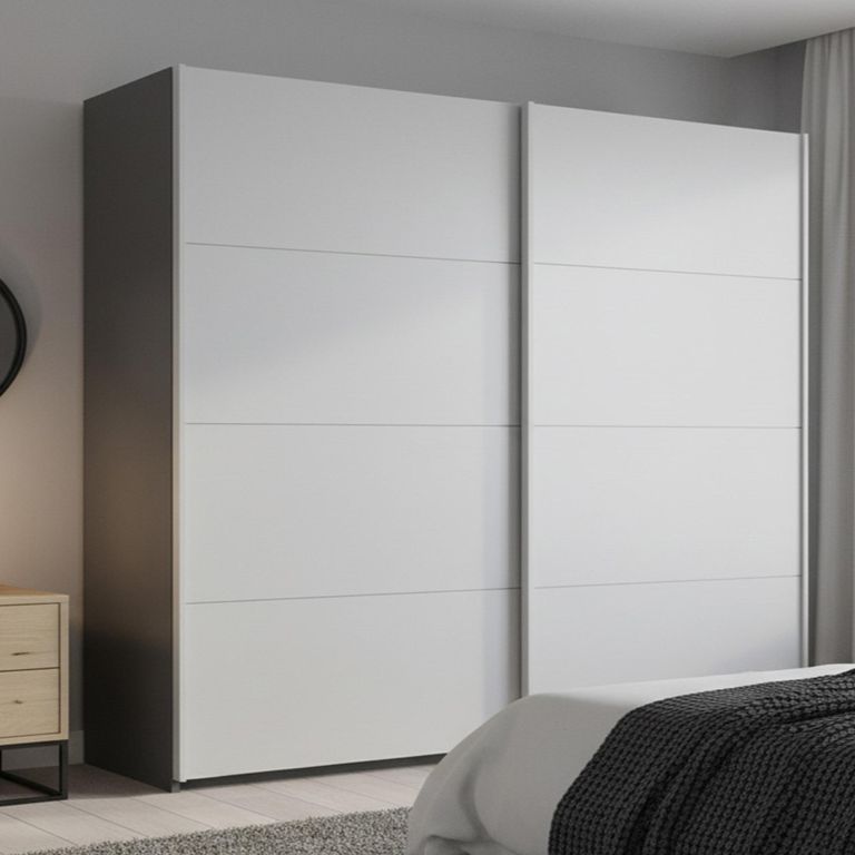 Beluga Extra Sliding Wardrobe - 226cm - 2 Door - Graphite & Silk Grey