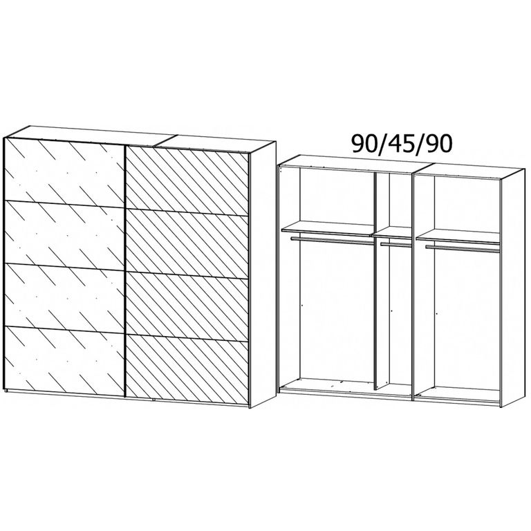 Beluga Extra Sliding Wardrobe - 226cm - 2 Door - Mirror - Alpine White & White Glass