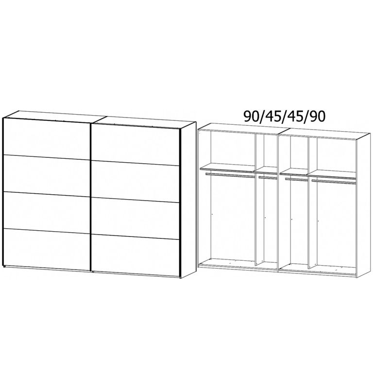 Beluga Extra Sliding Wardrobe - 271cm - 2 Door - Alpine White & Silk Grey
