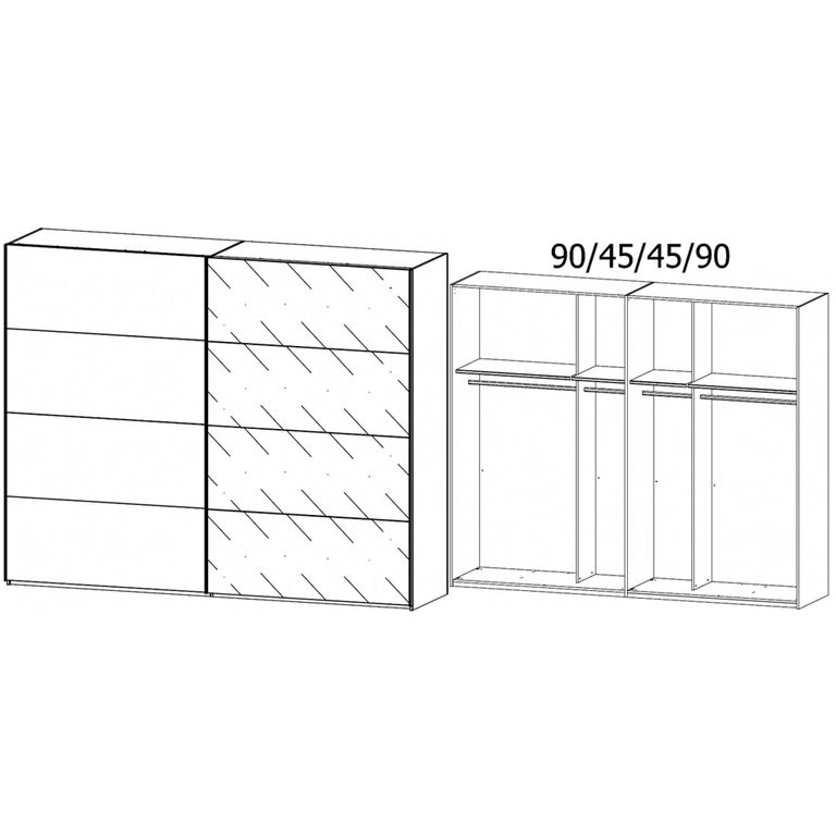 Beluga Extra Sliding Wardrobe - 271cm - 2 Door - Silk Grey & Silk Grey Glass Front
